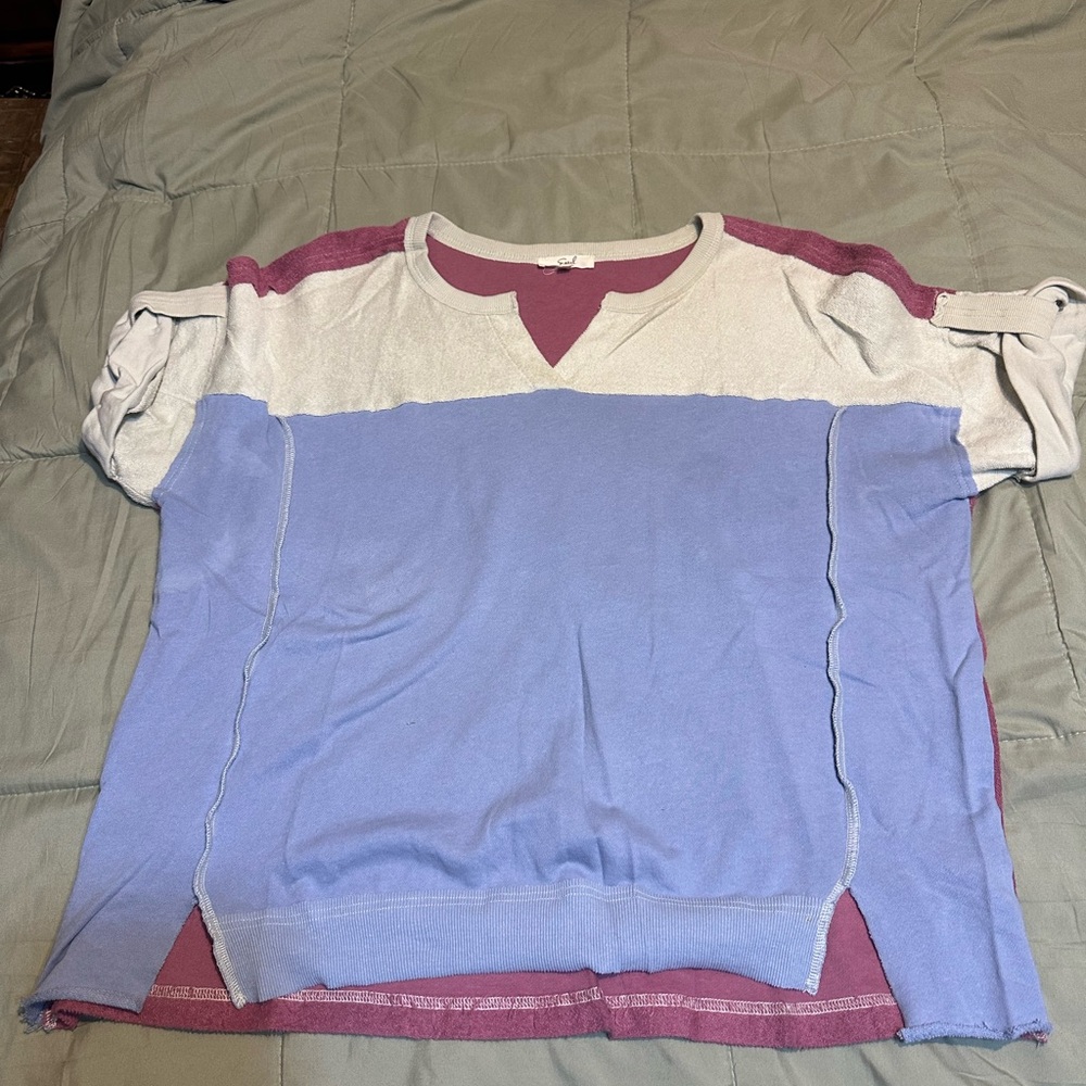 Color Block Sweatshirt in Purple and Blue